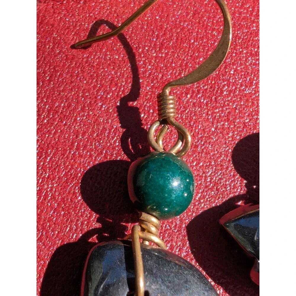 Vintage Hematite Bear Earrings; Southwestern Dangle Earrings